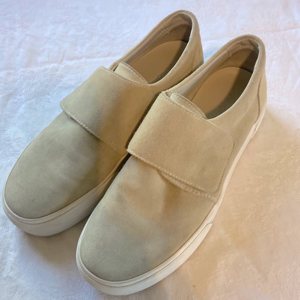 Vince. Beige suede shoes with Velcro closure size 7/37 runs large 8